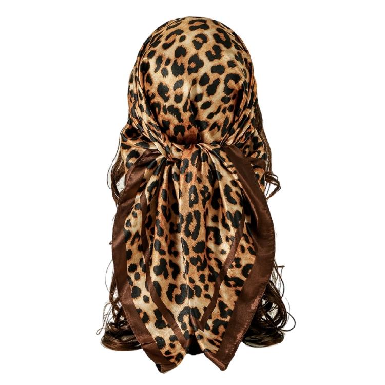 Lightweight Sun Resistant Neckerchief Polyester Headwear Scarf Feature Bold Leopard Print Design 90cm Kerchief