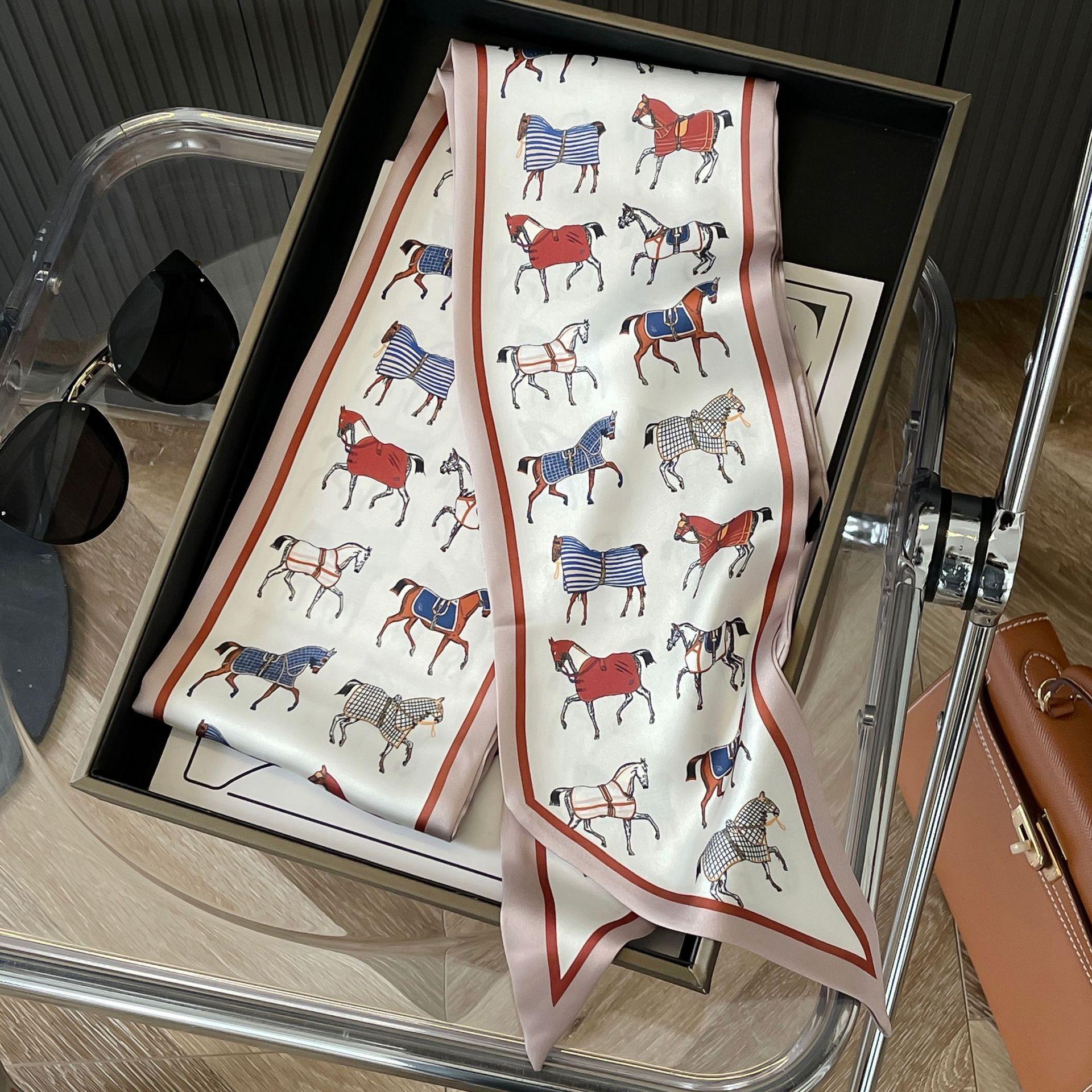 

Высококачественные роскошные шелковые шарфы, повязка на голову, шарфы, шейный шарф для женщин, шелковый шарф с цепочкой, женская декоративная шаль 150-14cm