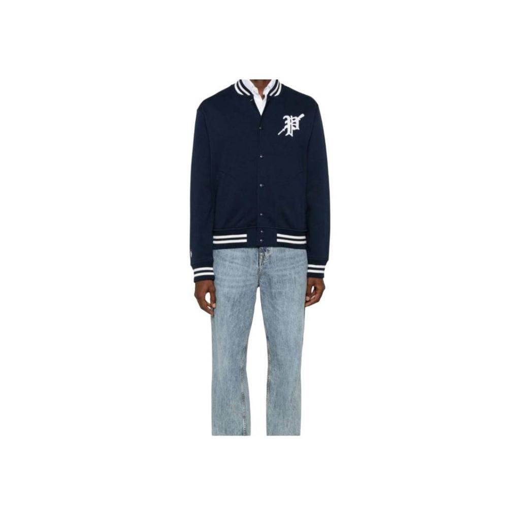 Polo Ralph Lauren Letter Logo Patch Baseball Collar Single-Breasted Long Sleeve Jacket Men jackets Navy-Blue 710952067-001