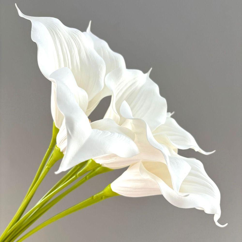 White Artificial Calla Lily Flowers EVA Wedding Bouquet New Faux Plants Photography Props
