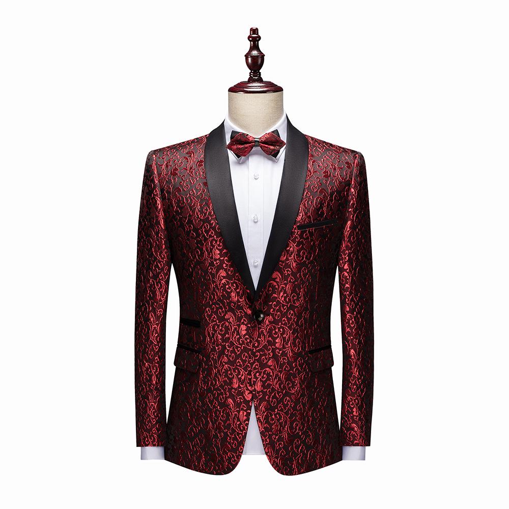 Men's Multi-color Slim Fit Jacquard Tuxedo Jacket for Stage, Wedding, and Banquet