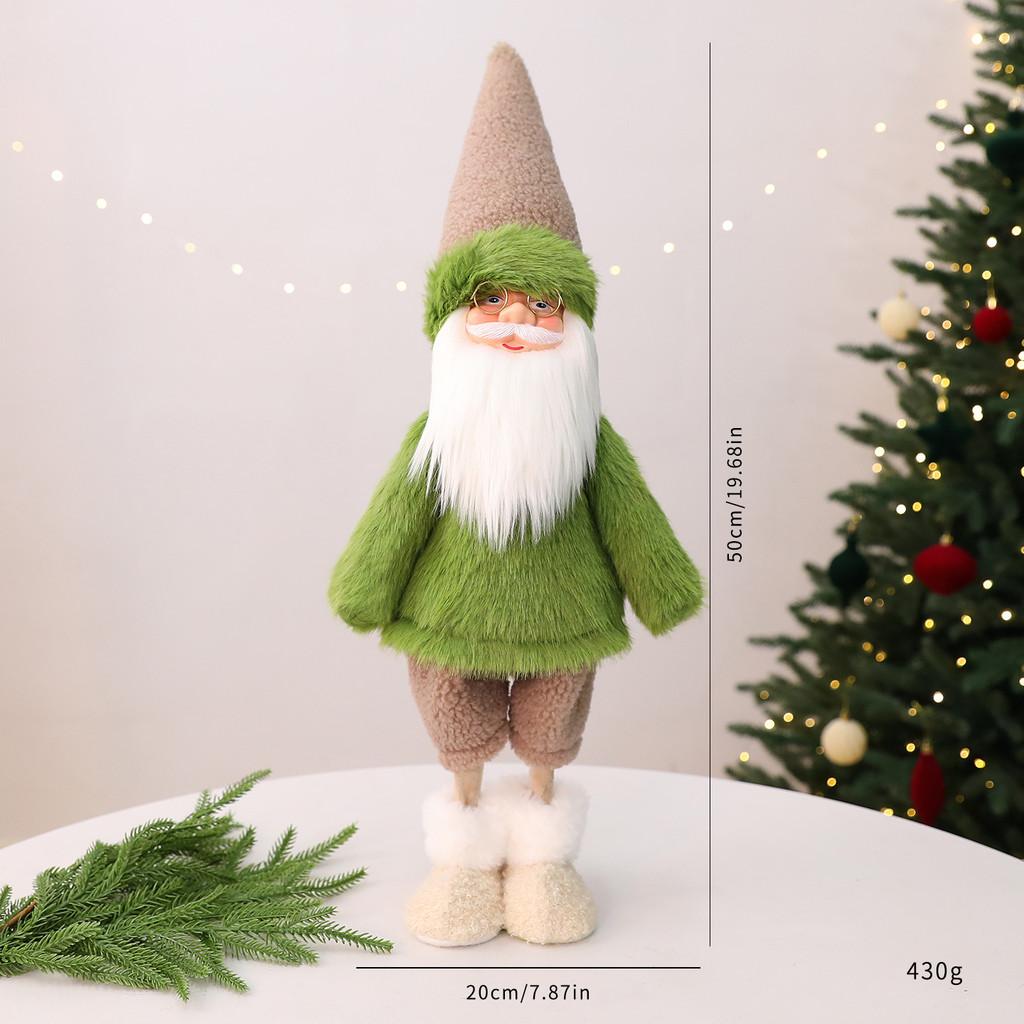 Christmas Decor Plush Doll With Green Scarf For Holiday Window Display