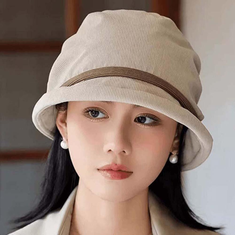 Temperament Corduroy Pullover Cap Warmer Anti-cold Bucket Hat Elegant Winter Fisherman Hat  Outdoor
