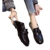 Einzelschuhe Damen Flache Schleife Retro Britischer Stil Kleine Lederschuhe Vielseitige Ein-Pedal-Loafer Aus Weichem Leder