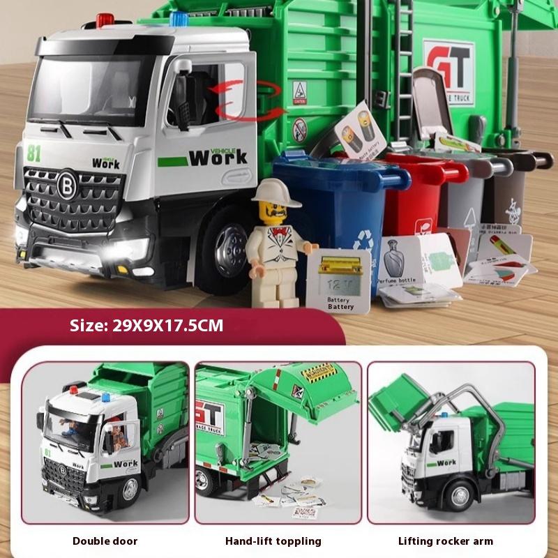 

Дитяча класифікація сміття Alloy City Sanitation Engineering Автомобіль Рання освіта Звук і світло Хлопчик Іграшка сміттєвоз