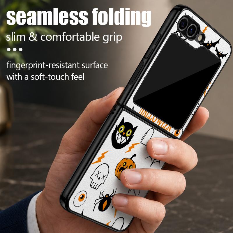 Halloween Ghost Pumpkin Case For Samsung Galaxy Z Flip 8 7 FE 6 5 4 Z Flip8 Flip7 Flip6 Flip5 Hybrid Leather Skin Hard PC Bumper Cover