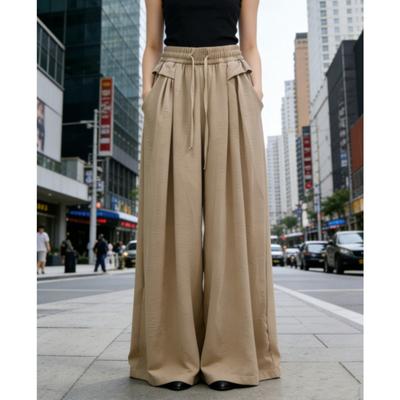 Drape Loose Wide-leg Drawstring Pants New Fashion Summer Spring Solid Color Waist Women's Trousers Lace Up Thin Trousers Casual Women's Pants