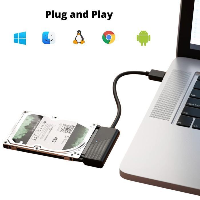 Adapter USB 3.0 do SATA - Nieokreślony - HDD/SSD 2,5" - Plug&Graj - Kompatybilny z Windows/Mac/Linux