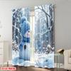Set Of 2 Flat Printing Drapes Snowman Polyester Without Electricity Use Holiday Parties Home Decor Studio Props Curtain Made