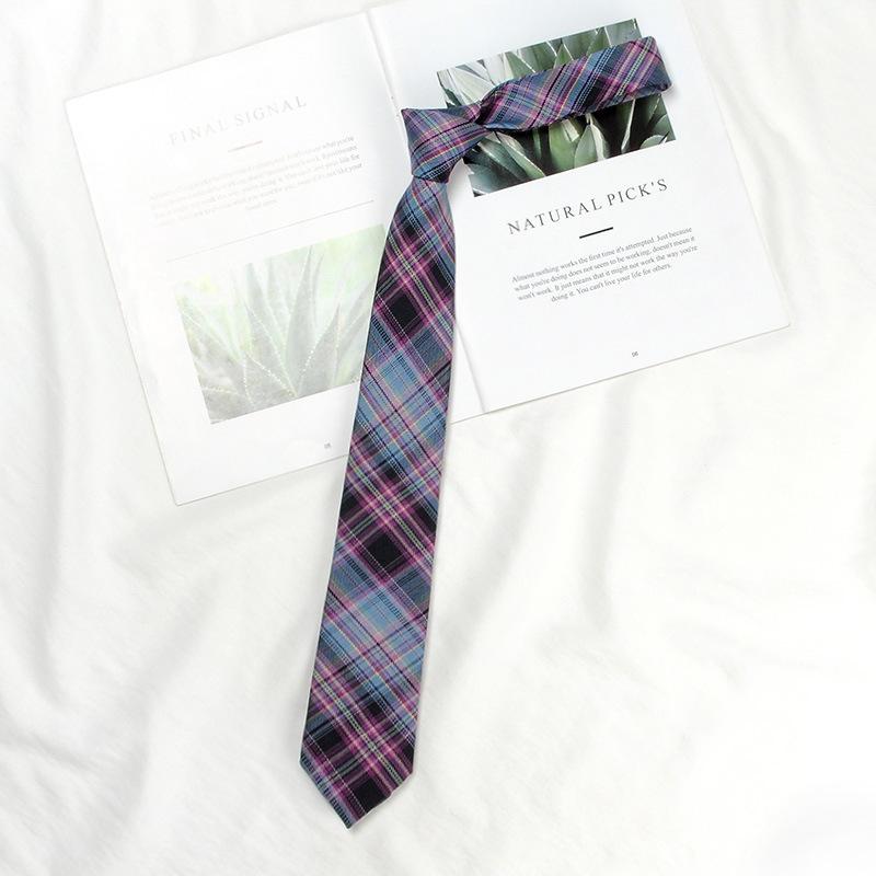 Lemon Sea Salt Plaid School Uniform Tie - Handmade Japanese Academy Style for Men & Women