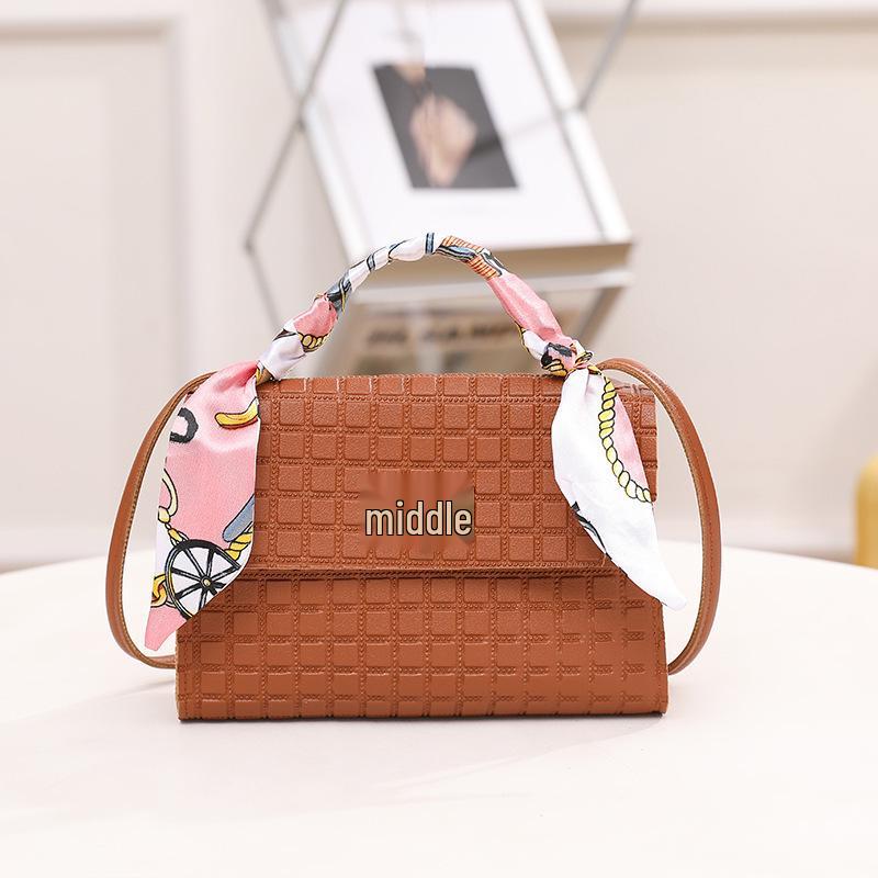 

Women s Crossbody Handbag with Plaid Scarf - Cell Phone Shoulder Bag for Girls коричневий