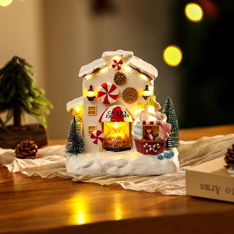 New Christmas Decorations Candy House Glowing Music House Gingerbread House Desktop Creative Ornaments Christmas Gifts