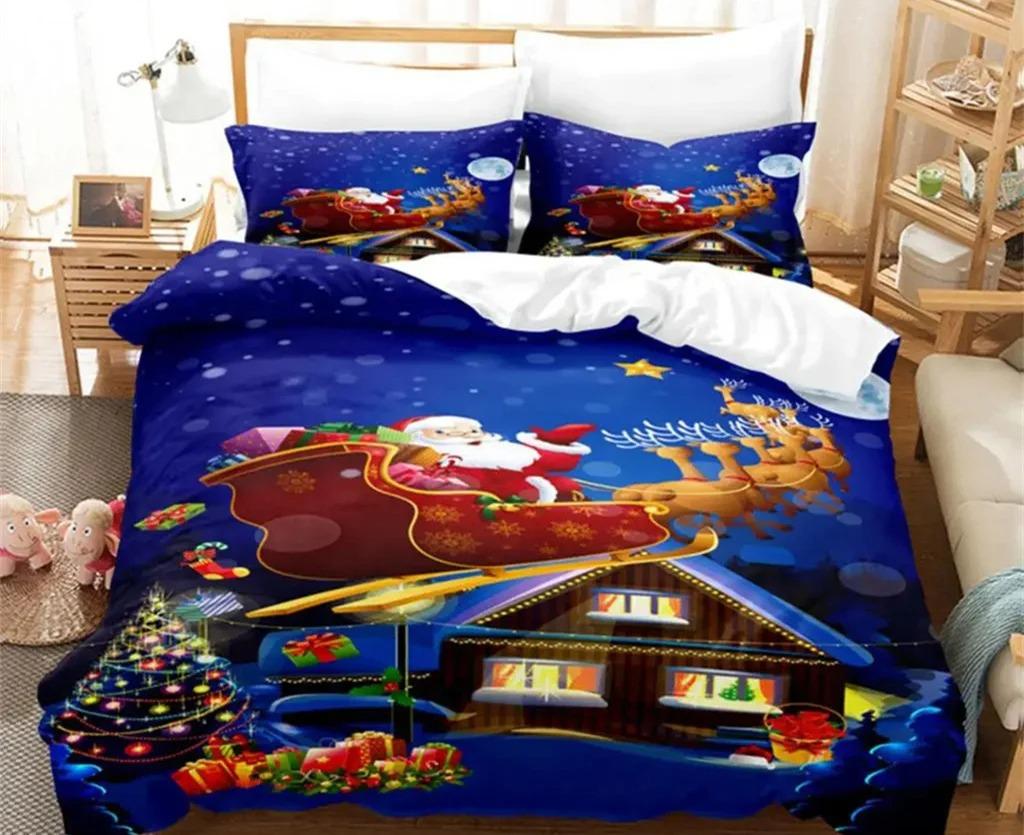Christmas Quilt Cover Bedding Set Duvet Comforter Pillow Case Twin Queen King Double Full Single 3PCS Bedroom Decor Women Gift