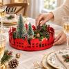 Dining Table Holiday Decor 2 Pcs Christmas Village House Tray, Tabletop Decorative Metal Tray with Reusable Home Accents Tree Design, Desktop