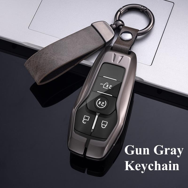 New Design Alloy Car Key Case Fob Cover for Ford Fusion Mondeo Mustang F-150 Explorer Edge 2015 - 2018 Protector Shell Fob Keychain
