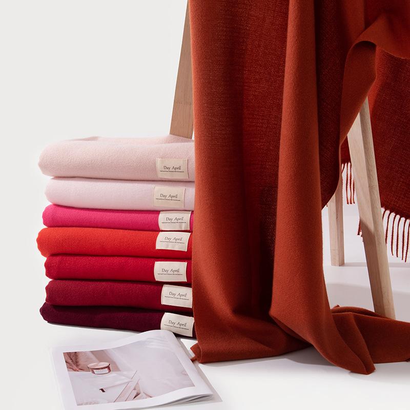 Solid Color Scarf Women'S Autumn And Winter Couple Shawl Dual-Purpose Warm Long Thickened Scarf