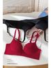Red Series Seamless Push-Up Bra Set for Women - Side Support, No Underwire, Sexy Thin Hollow Out Design