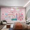Modernes Cartoon Schloss Einhorn Ballon Rosa Prinzessin Regenbogen Hase Mädchenzimmer Kinderzimmer Jalousien Verdunkelungsvorhänge Neu