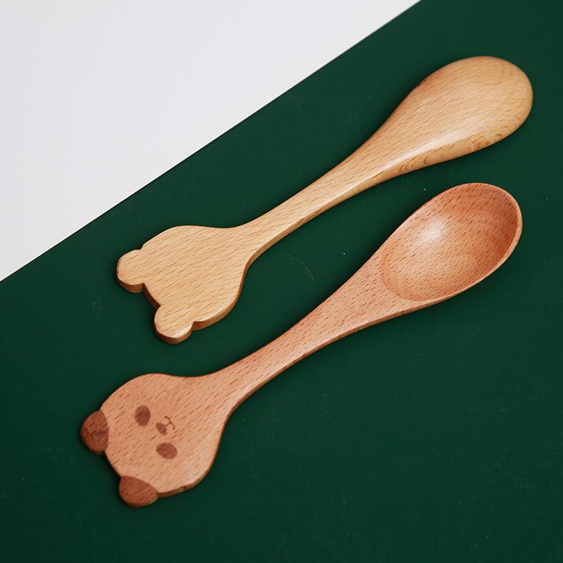 Kreativer hölzerner Cartoon-Löffel Kleiner Holzlöffel Honiglöffel Glatter hölzerner Teelöffel Kaffee Ovaler Holzlöffel