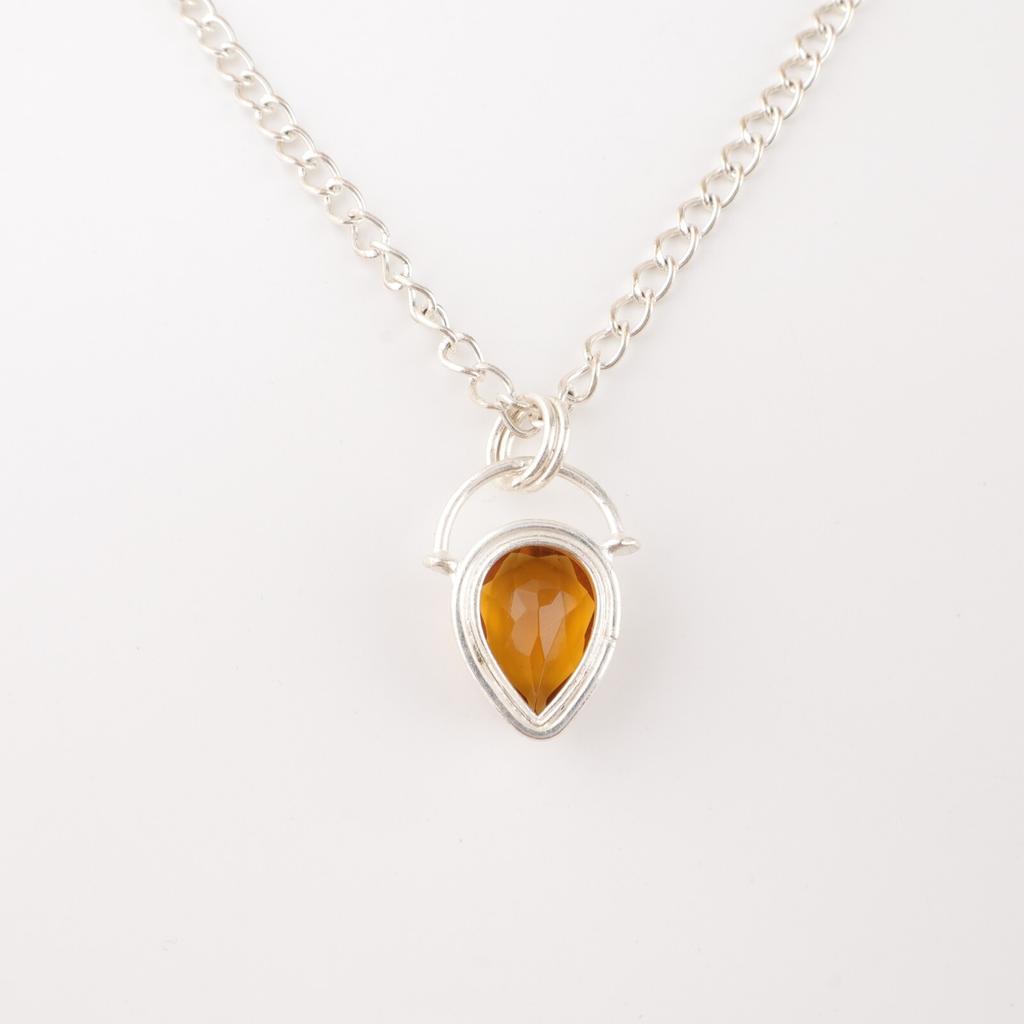 Citrine Gemstone 925 Sterling Silver Handmade Jewelry Pendant 1.01" Gift For Her PP-56-3