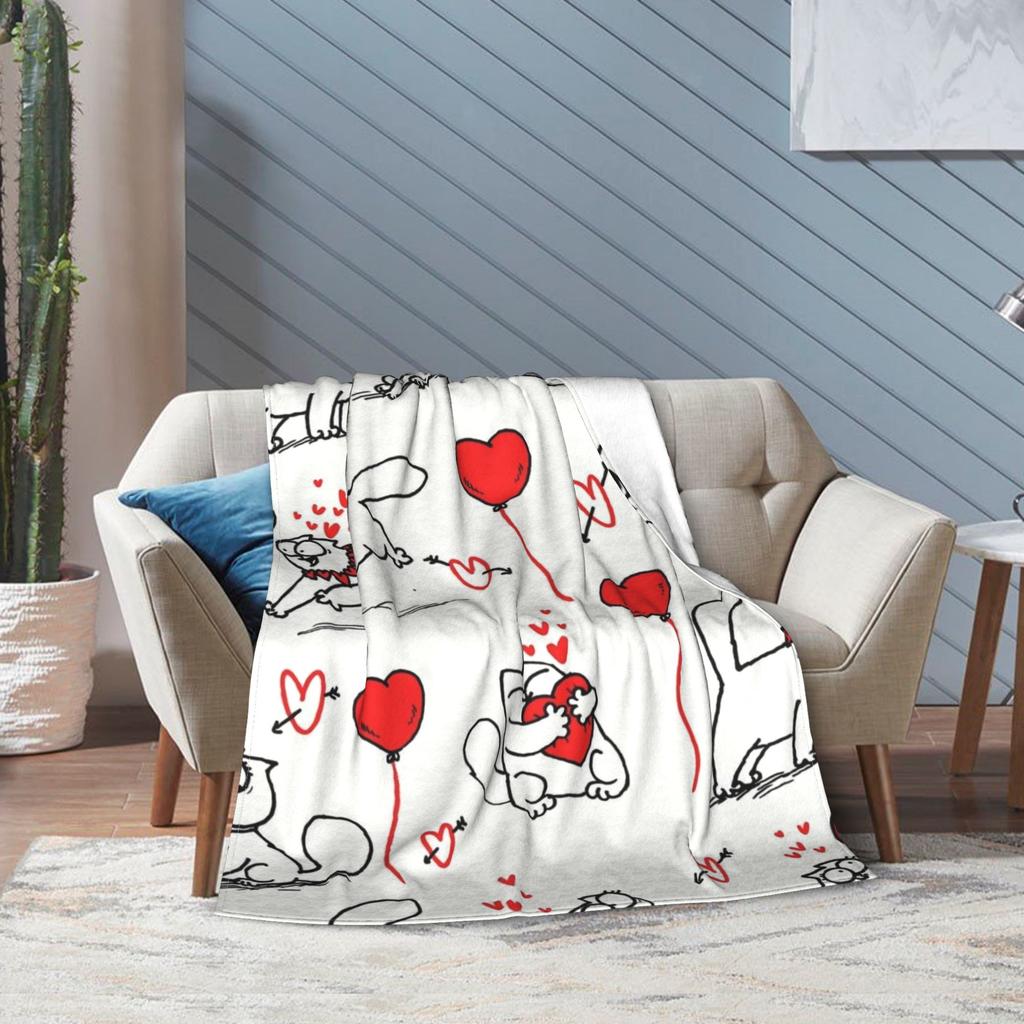 Simons Cartoon Cat Print Blanket For Men Women Warm Cozy Fluffy  Throw Blankets for Living Room 50x60 Inches Multiple Sizes