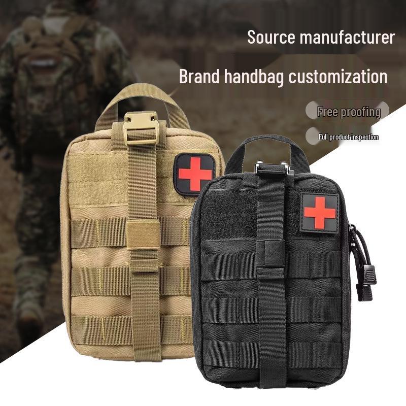 Custom Tactical Medical First Aid Kit: Portable Car-Mounted Outdoor Survival Bag with Equipment and Accessories.