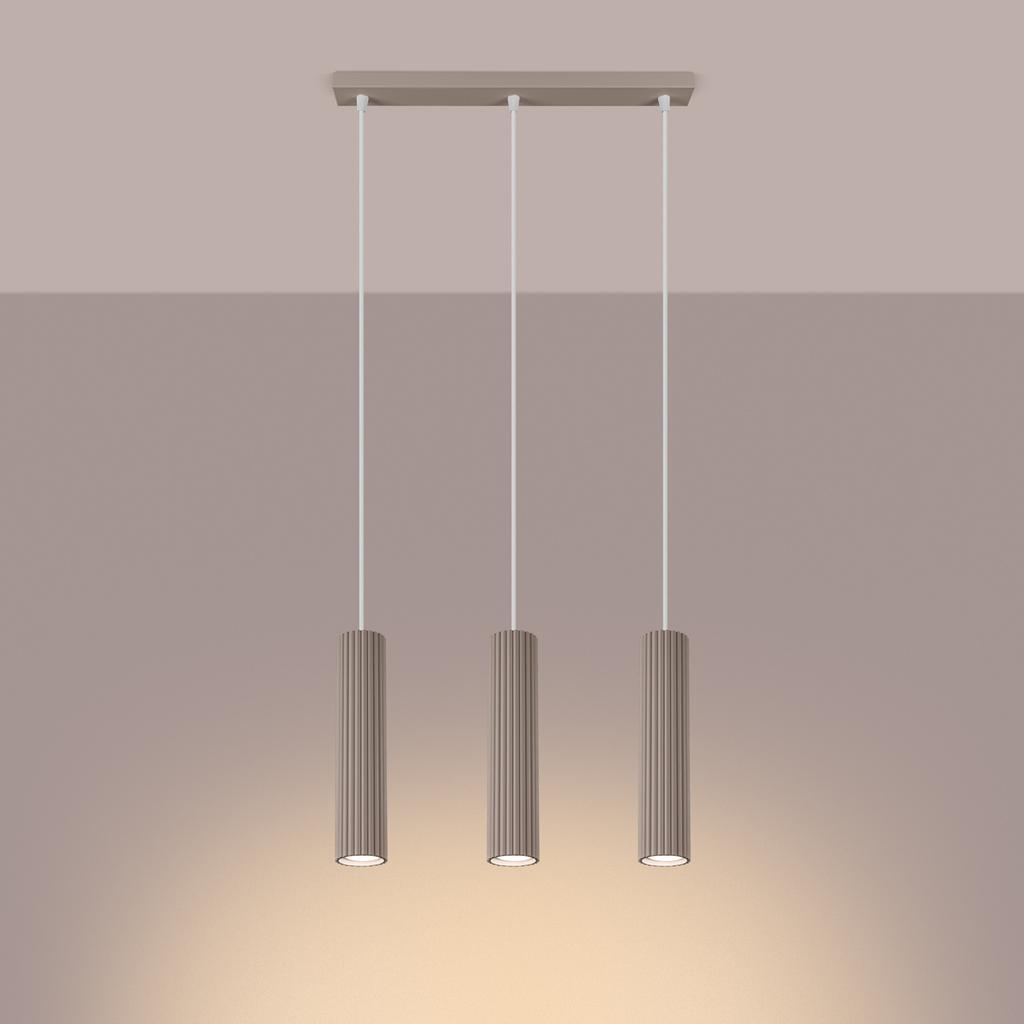 Carbon 3L taupe pendant lamp