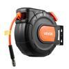 Retractable Air Hose Reel, 15m x 9.5mm PVC Air Hose Max 300PSI, Enclosed Air-Compressor Hoses Reel Auto Rewind with 1m Lead in, 180° Swivel