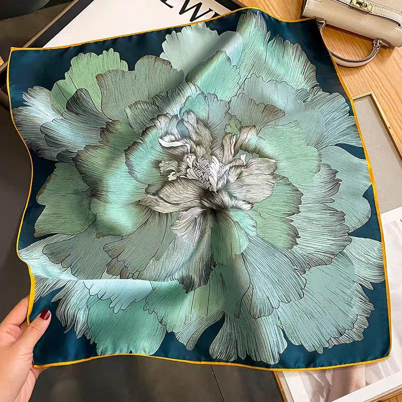 100% Mulberry Silk Plain Crepe Satin Square Scarf High-end Women's Spring, Summer and Autumn Temperament Simple Fashion Silk Scarf Scarf