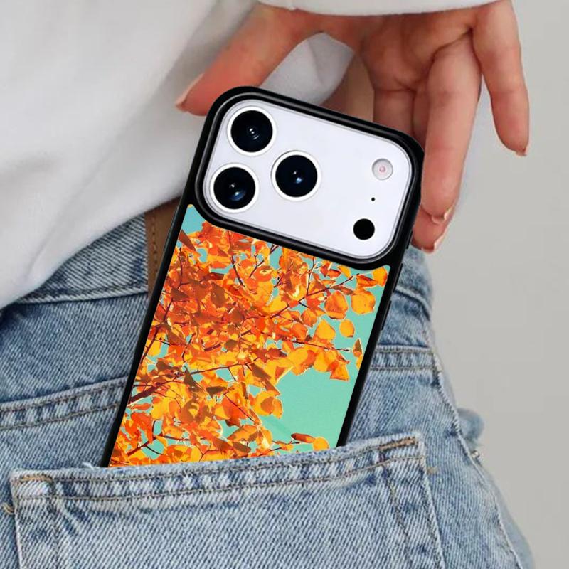 Autumn Tree Leaves Phone Case for iPhone 16e 15 14 13 12 17 Pro Max Plus Air 17pro Cover Coque