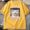 Certified Freak Funny Cat Meme T-shirt Man Short Sleeve T-shirt Men Clothes Y2k Graphic T Shirts Oversized Tees
