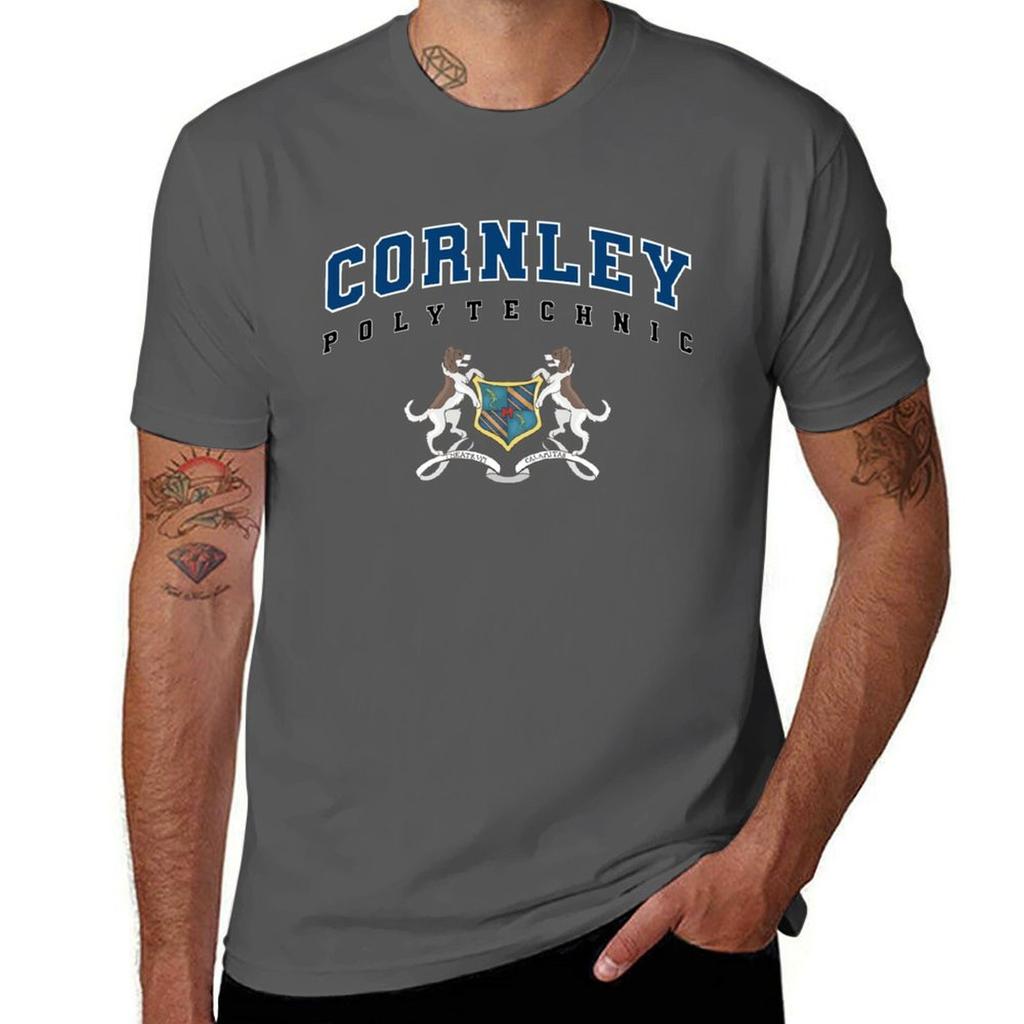 Cornley Polytechnic BLUE TShirt Minimalist Plain Crew Neck TShirt