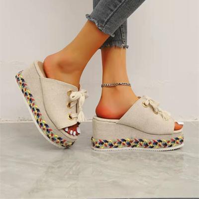 Fashion Ladies Thick-soled Flip Flops Ladies Women Thick-soled Slippers Summer Ladies PU Slippers High Heels