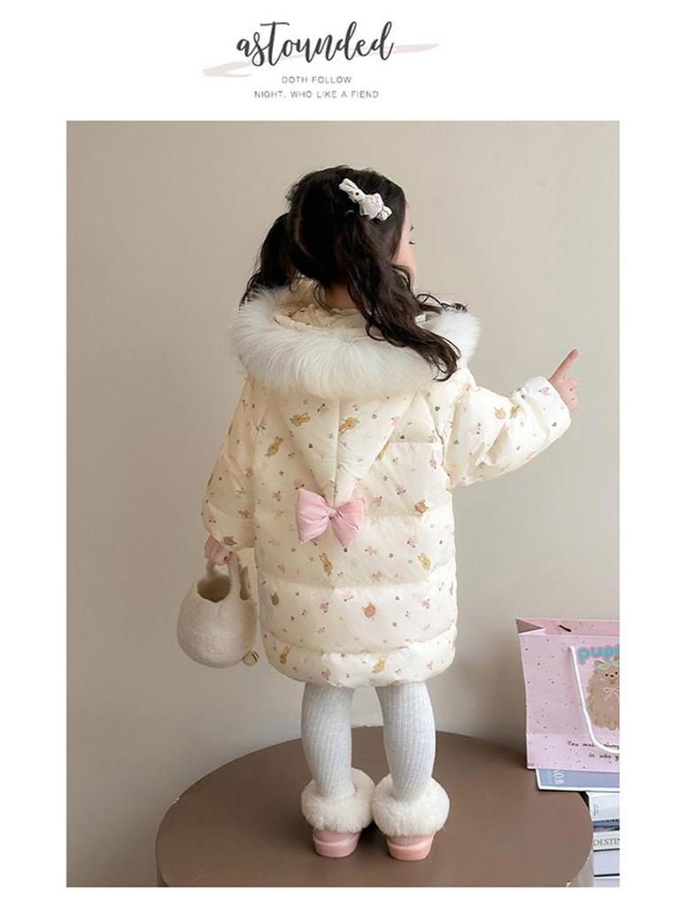 2025 Winter Girls' Long Down Jacket - Thick, Fashionable, and Stylish for Toddlers and Girls