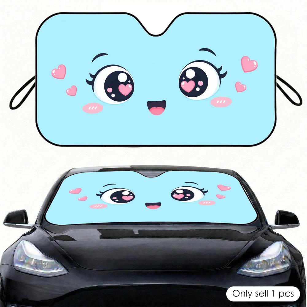 Q-version Cartoon Eyes Sun Visor Car Windshield Sunshade Front Window UV Protection Heat Insulation Sun Shade Cover Foldable