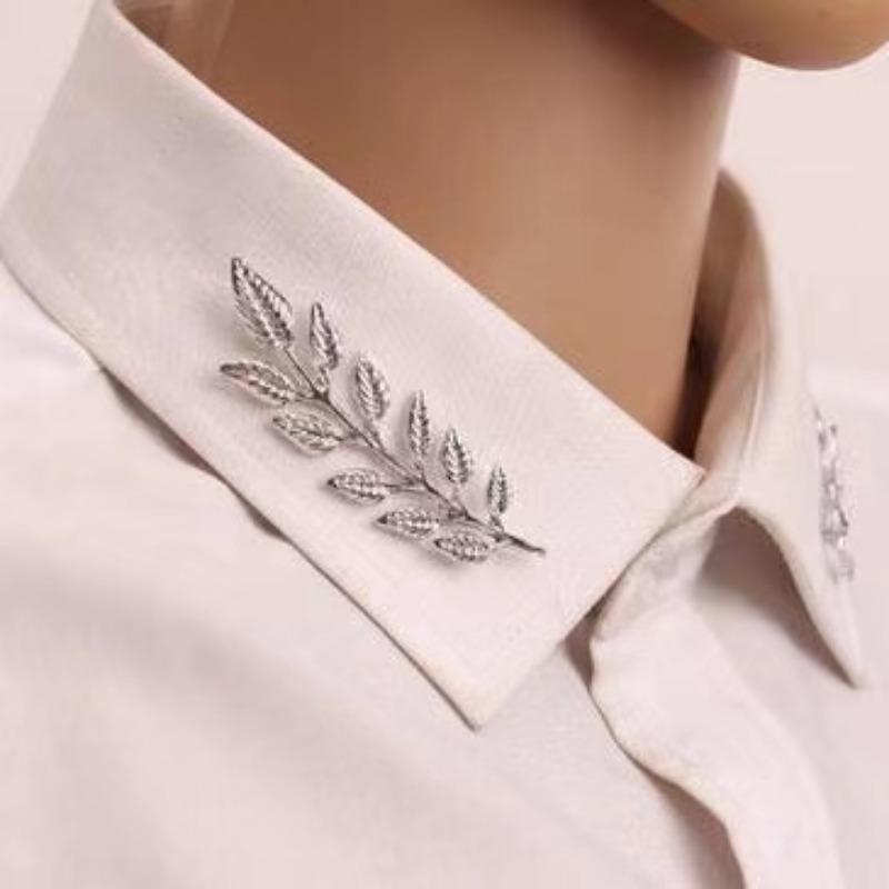 New Vintage Leaf Shirt Collar Pin Collar Brooch for Women's Brooch Metal Brooch Clothes Sweater Decorative Pin Fashion Jewelry
