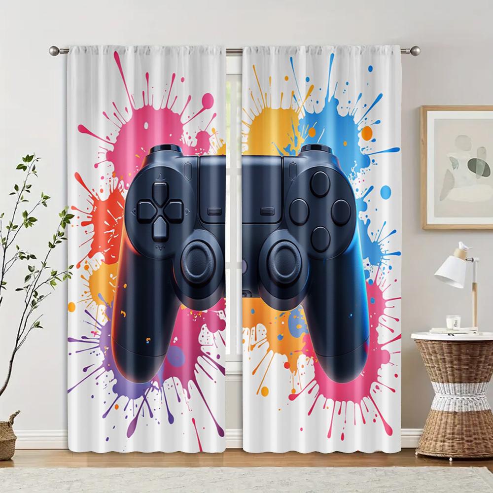 2pcs   Curtains&Drapes Vibrant Gamer Room Machine Washable (without Rod) Thermal Insulation   and Room Darkening Functions Perfect