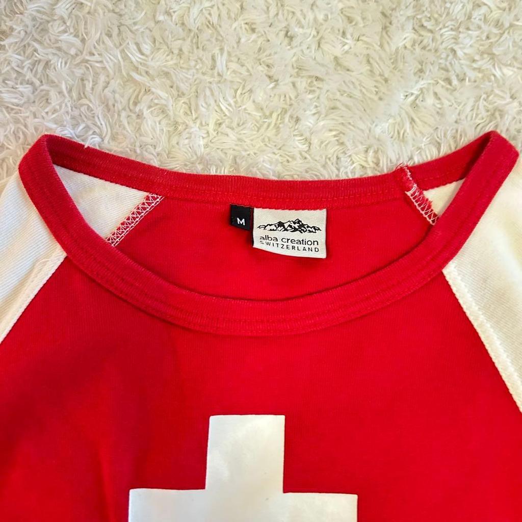 Used archive/chibi T/raglan/Swiss flag/vintage/ringer T-shirt/Y2K