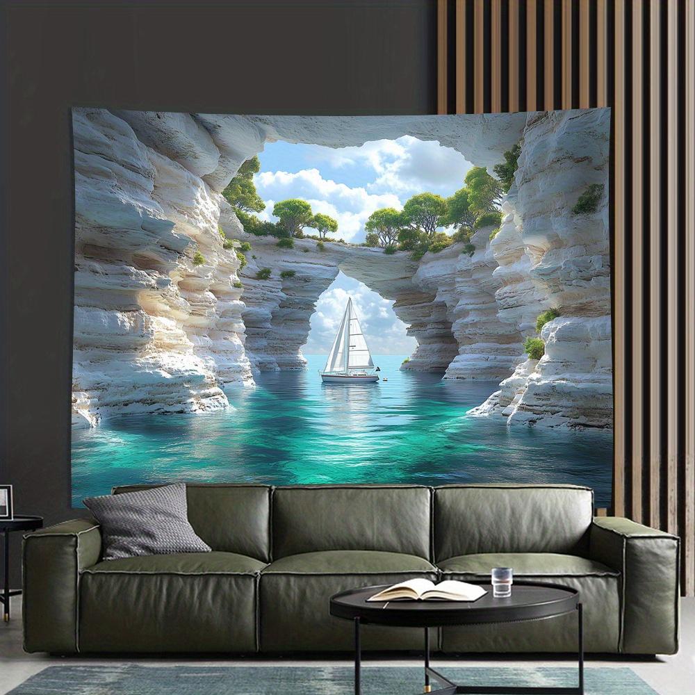 

Cliff Bay Theme Digital printing polyester wall hanging tapestry decorative Living room bedrooms Office background gift 74x94cm(29x37in)
