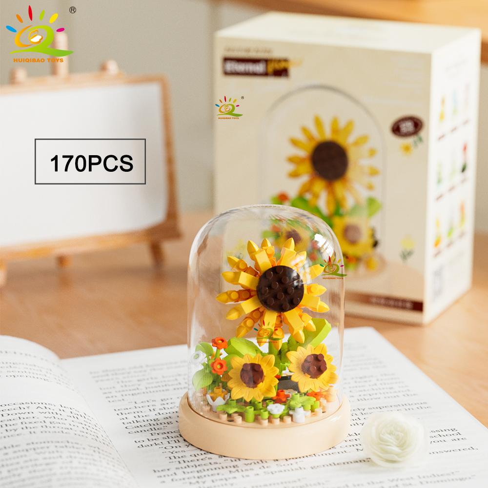 Non-Toxic Moc Flower Display Box Micro Building Block Rose Succulent Mini 3D Diamond Model Brick Toy For Children Desk Decoration