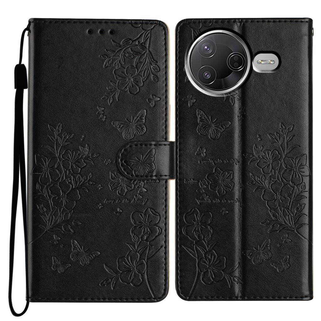 Brieftasche Handyhülle für Xiaomi Poco F7 Pro 5G/F7 Ultra 5G/Redmi K80 Pro 5G/K80 5G Schmetterling Floral Prägung Leder Klapphülle mit Riemen