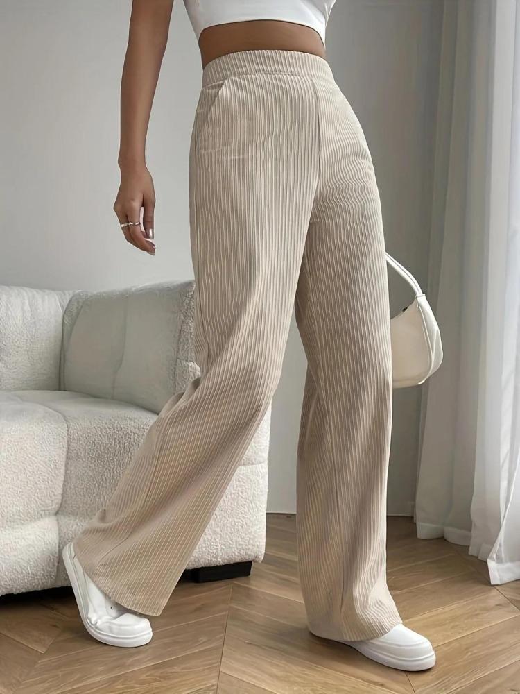 Women's Long Trousers Spring Autumn High-Waisted Wide-Leg Trousers Flowing Versatile Casual Straight-Leg Trousers