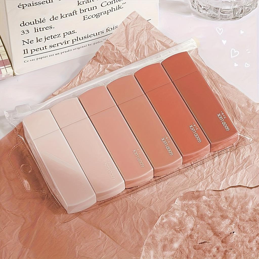 6ks/sada přechodů barev Macaron Přenosná korekční páska s tlumením bez stopy čtvercového tvaru pro školní kancelářské potřeby zpět do školy