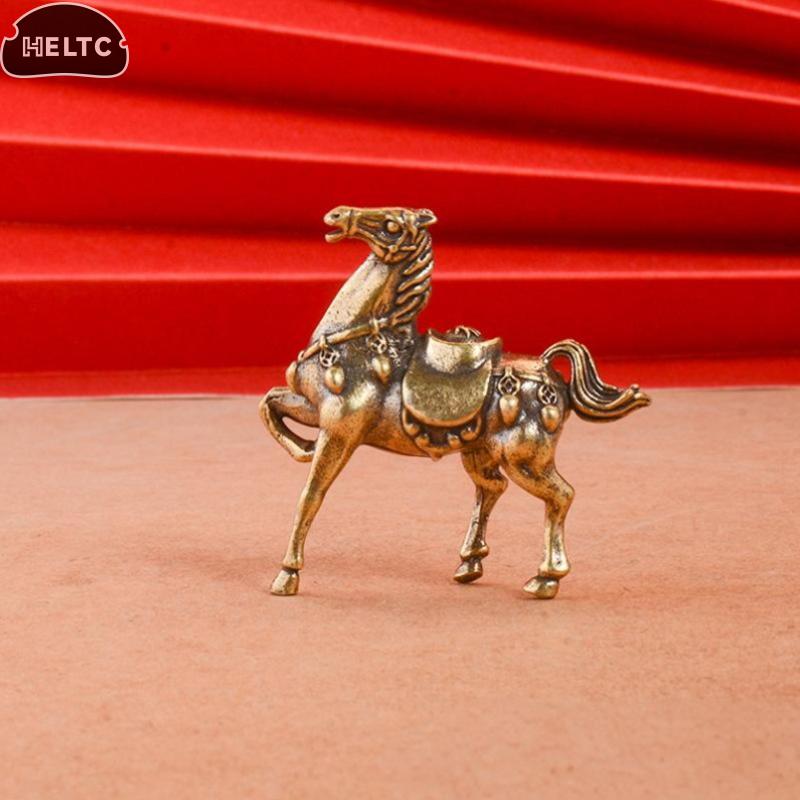 16Stylws Brass War Horse Small Ornament Home Desktop Decoration Retro Pure Copper Horse Crafts CopperFigurine Enthusiast Collect