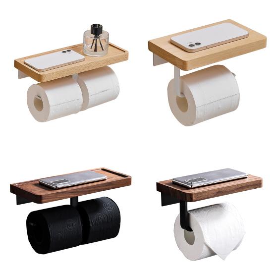 Tissue Rack Strong Bearing Capacity Punch Free Wooden Bathroom Toilet Wall Hanging