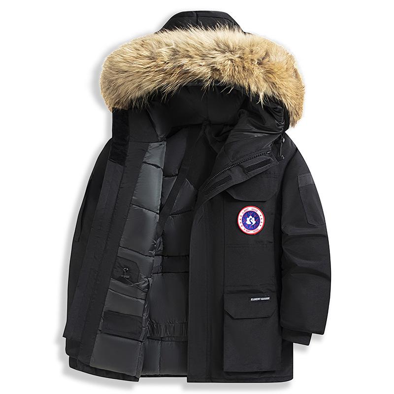 Men's Expedition-Style Goose Down Parka – Winter Windproof with Belt