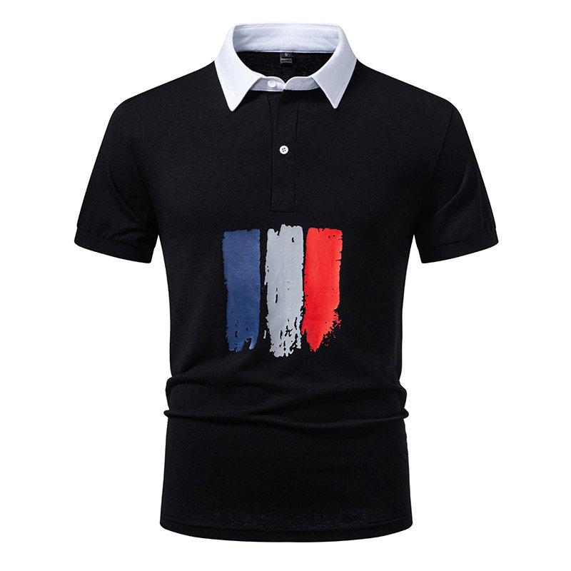 Sommer Herren Bedruckte Poloshirts Kurzarm Atmungsaktives T-Shirt Kontrastfarbe Lässig Reverskragen Streetwear Basis Oberteil
