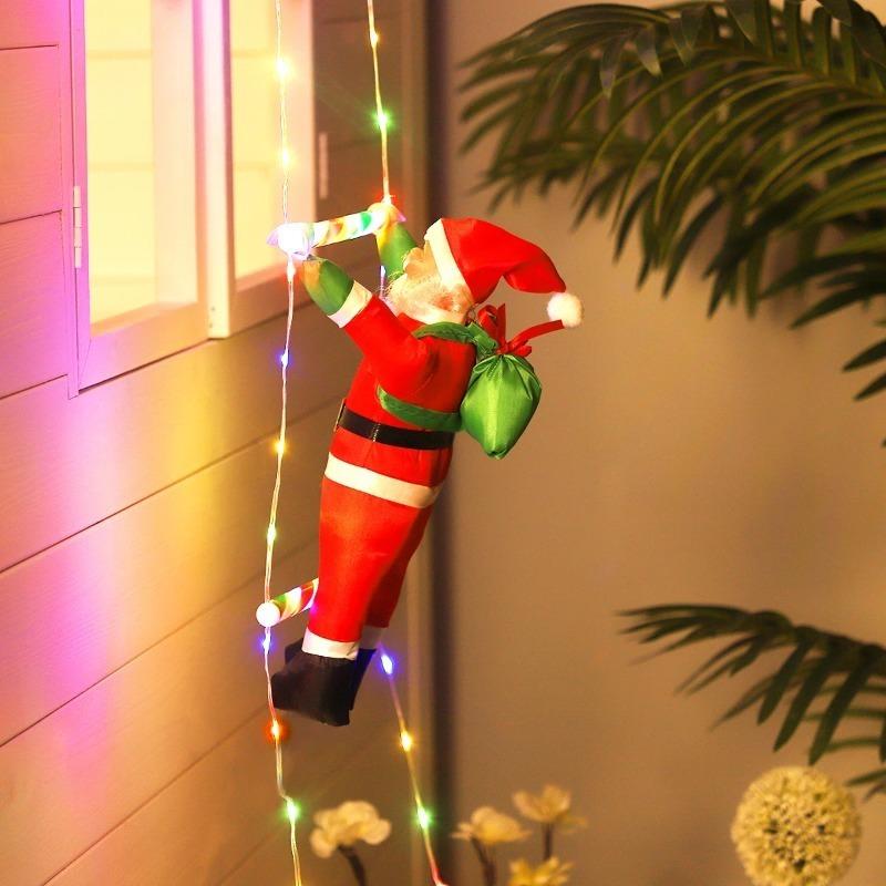LED Christmas Fairy Lights Ladder Lights with Santa Claus Christmas Tree Lights For Indoor Outdoor Window Garden Home Decoration