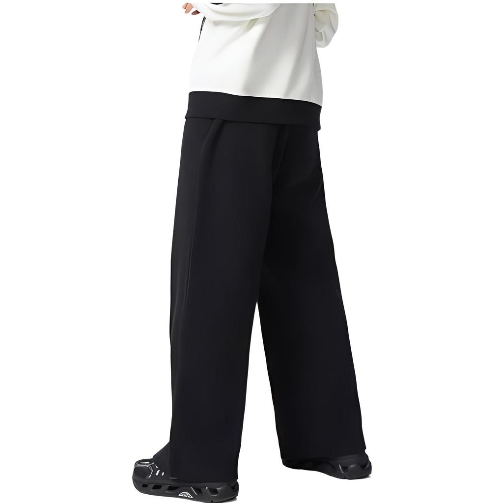 Li Ning Sports Lifestyle Serie Einfarbig Kordelzug Elastischer Bund Gerades Bein Strick Sporthose Damen Unterteile Schwarz AKLSH08-2