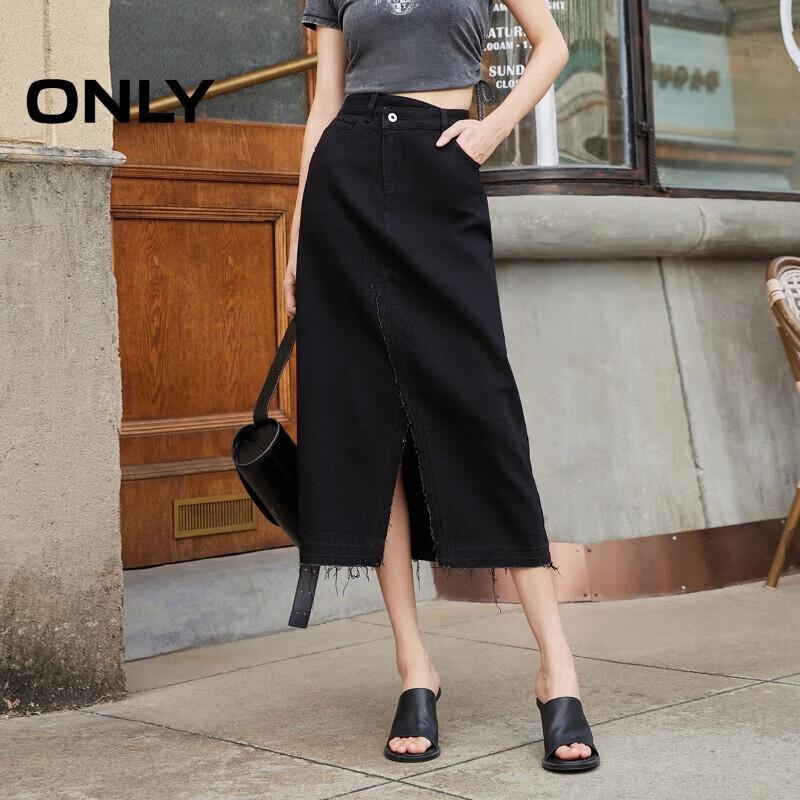 ONLY Women s High-Waist Slit A-Line Mid-Length Denim Skirt S